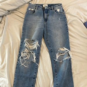 Rollas dark high waisted jeans